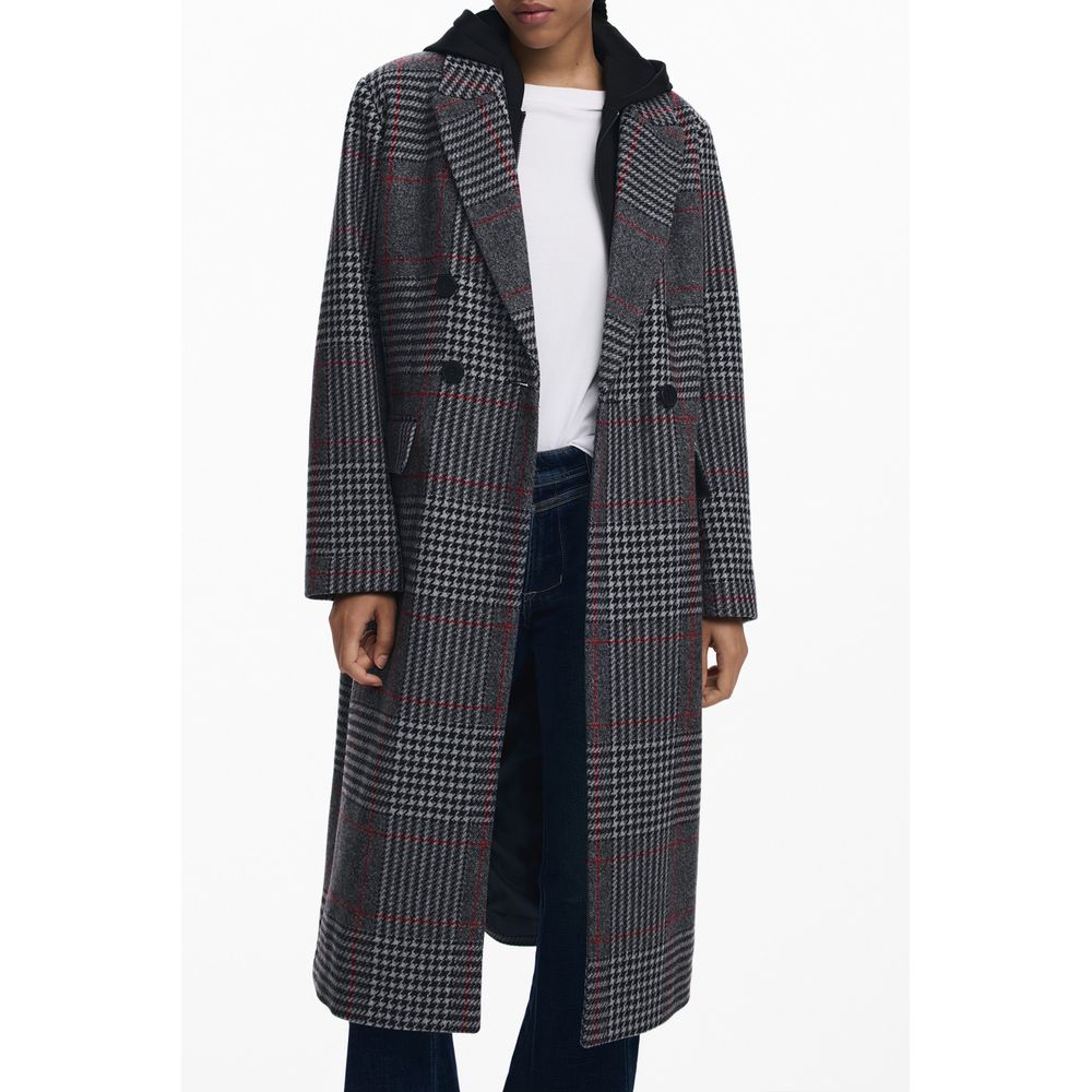 Desigual Grauer Wollmantel für Damen