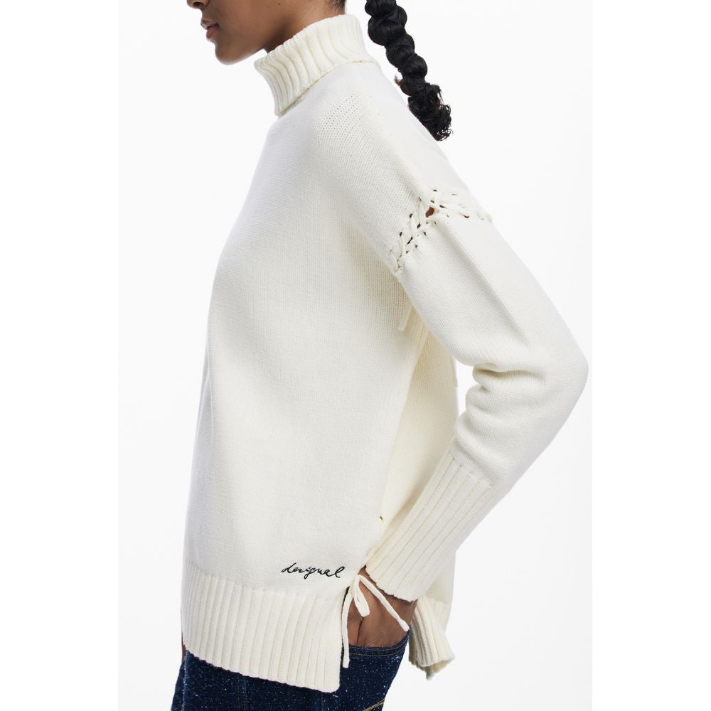 Desigual Weißer Baumwollpullover für Damen