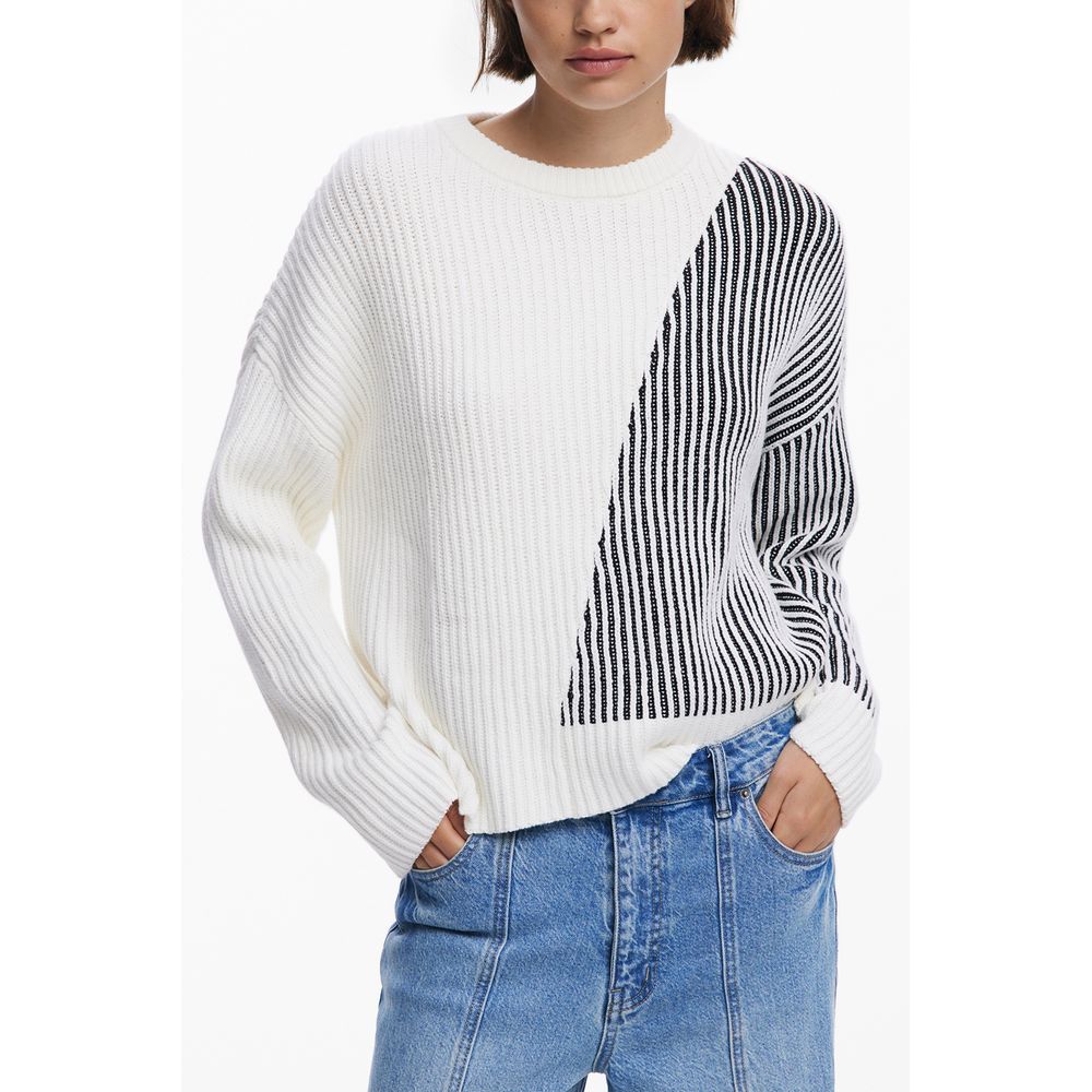 Desigual Weißer Baumwollpullover für Damen