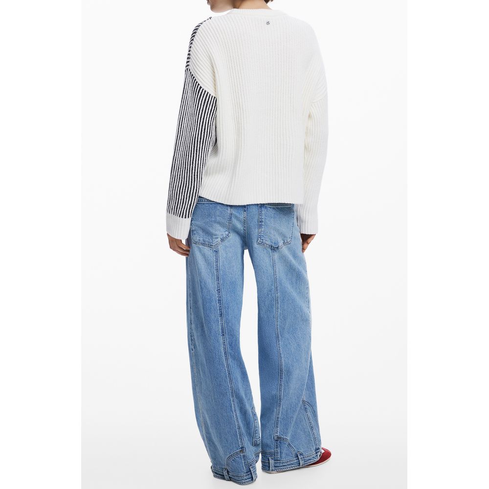 Desigual Weißer Baumwollpullover für Damen