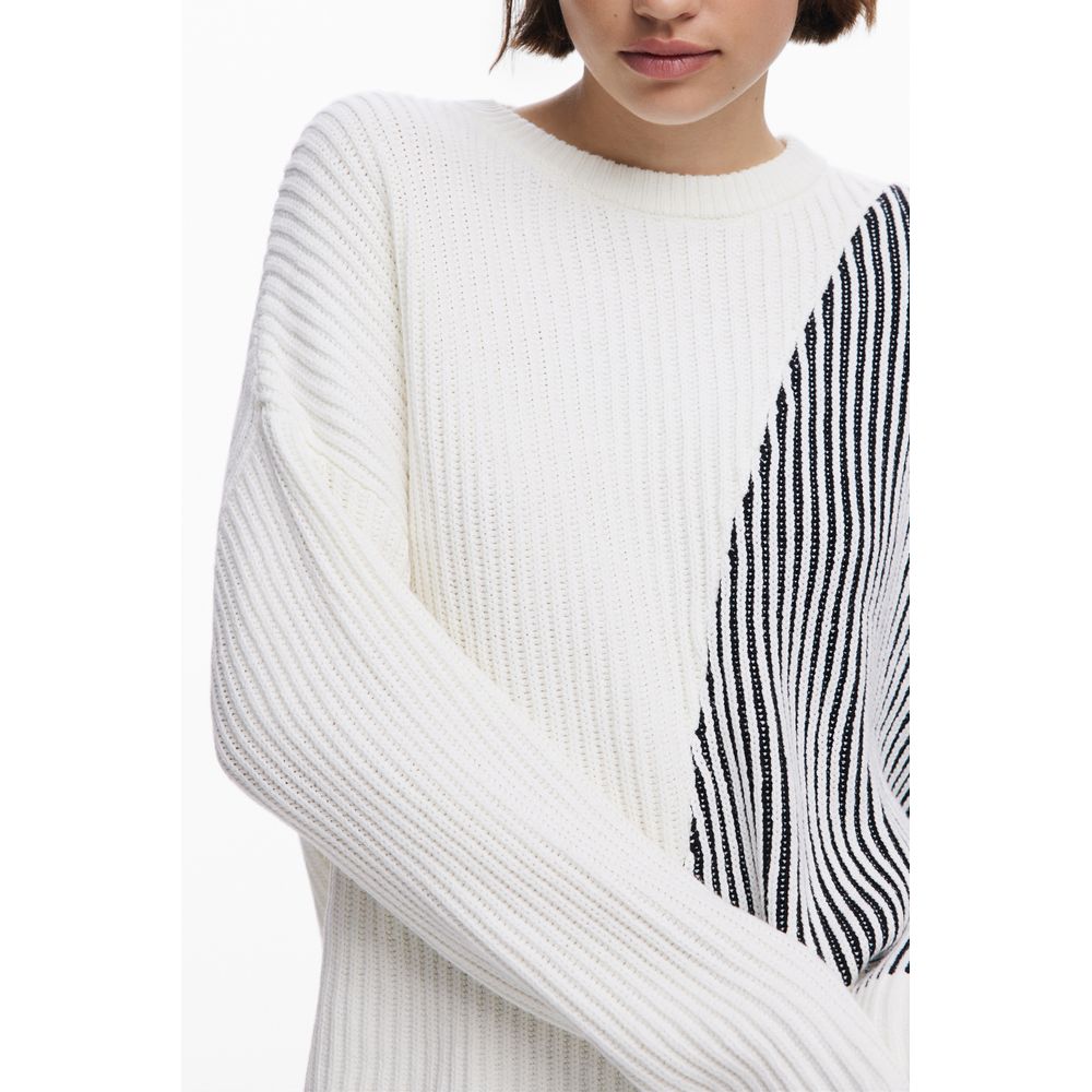 Desigual Weißer Baumwollpullover für Damen