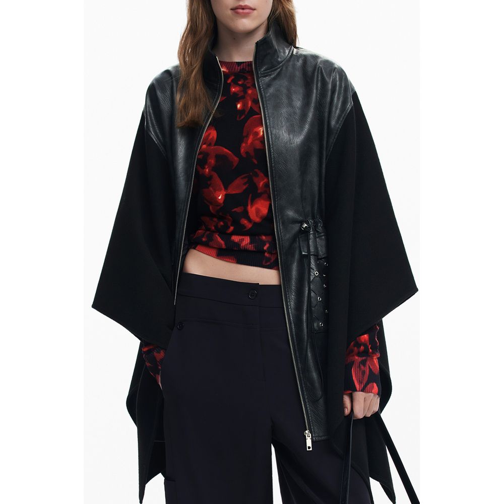 Desigual Schwarzer Polyester-Poncho für Damen