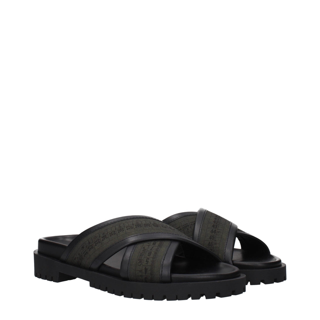Off-White Green Fabric Sandals
