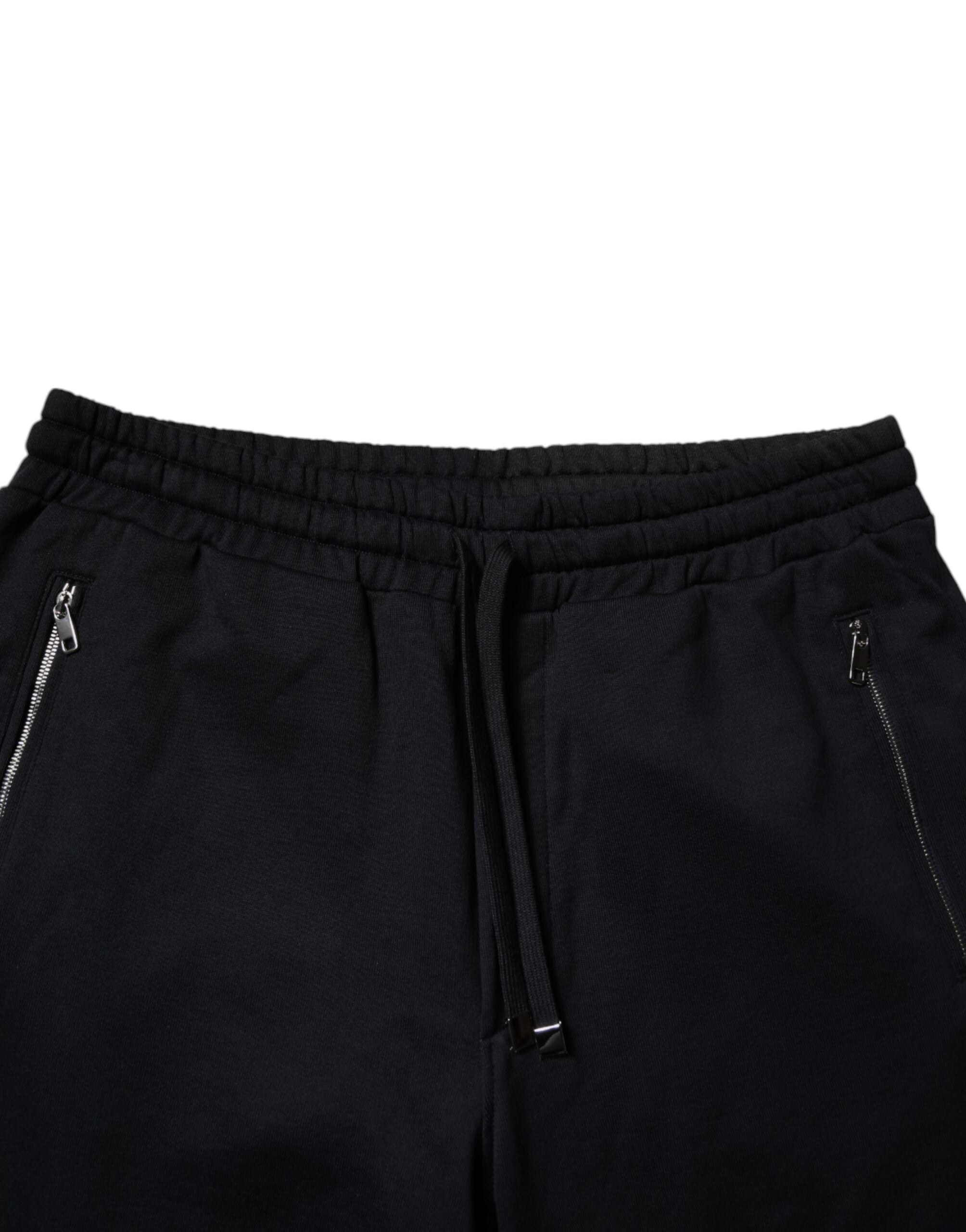 Dolce & Gabbana Black Cotton Men Jogger Sweatpants Pants