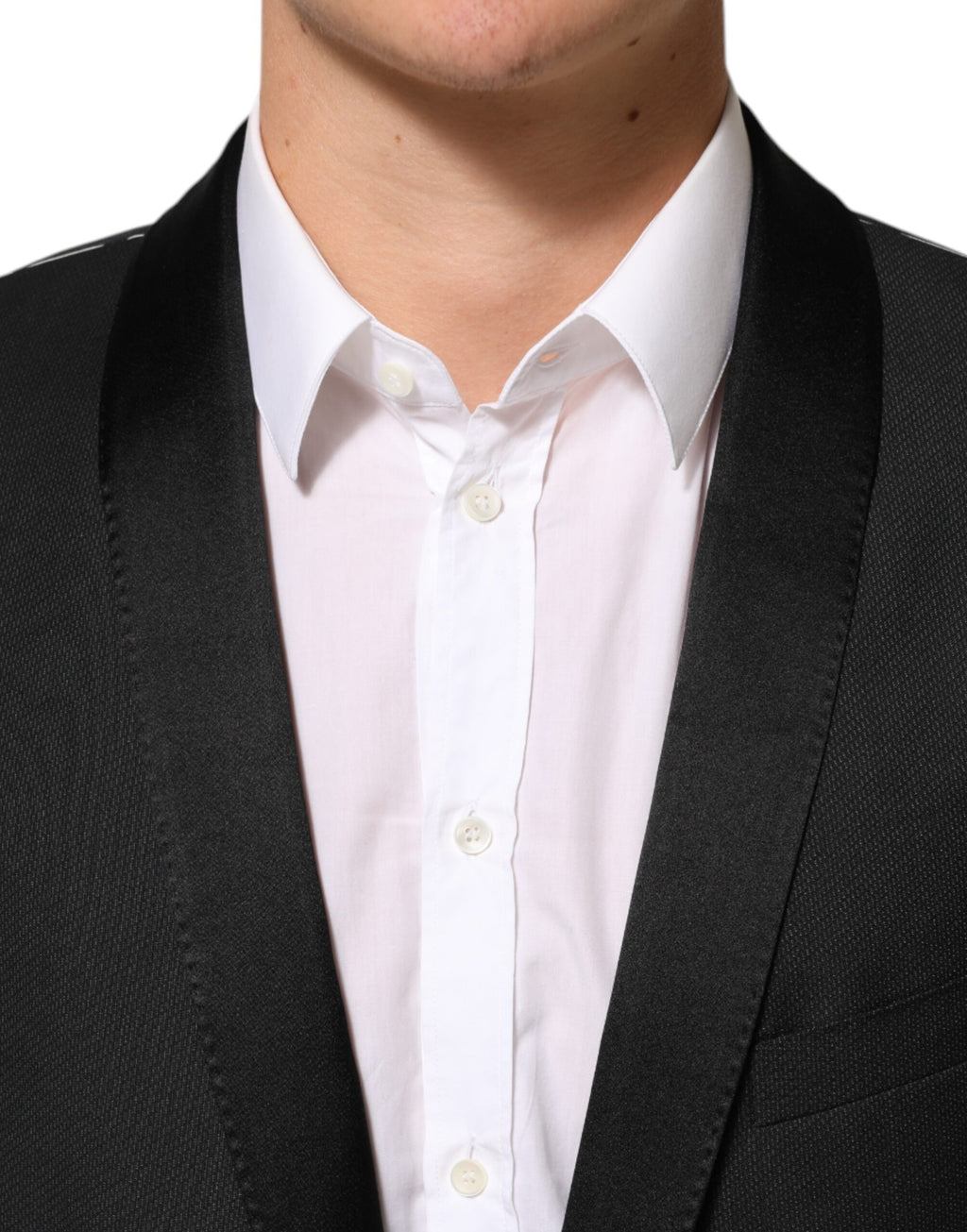 Dolce &amp; Gabbana – Schwarzer Anzugmantel aus Wolle mit 1 Knopf und GOLD