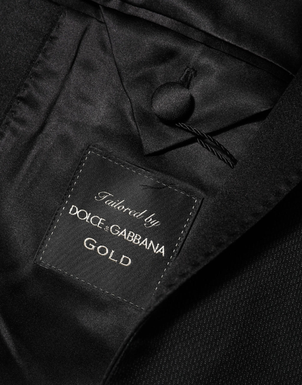 Dolce &amp; Gabbana – Schwarzer Anzugmantel aus Wolle mit 1 Knopf und GOLD