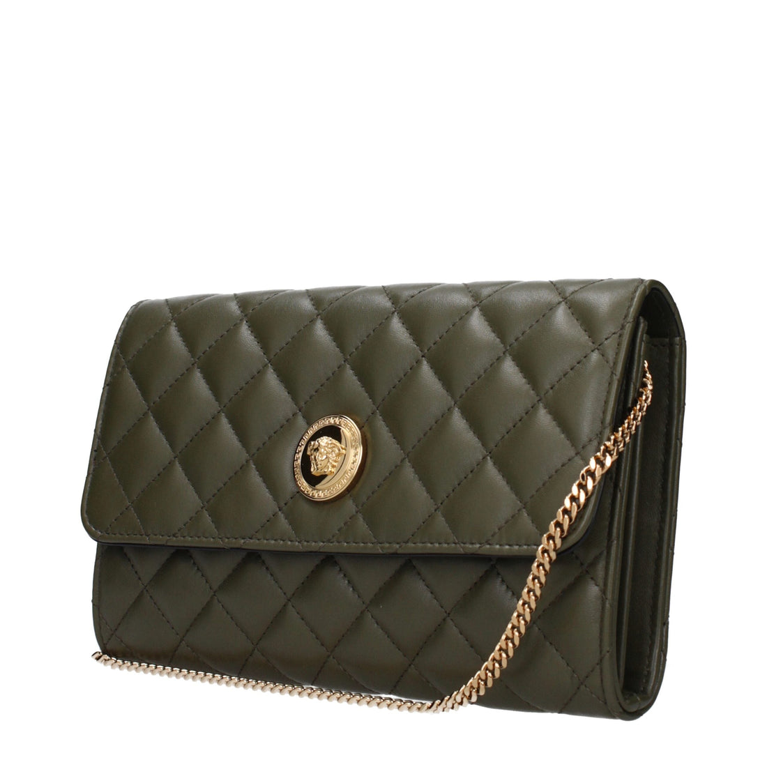 Versace Green Leather Clutch Bag