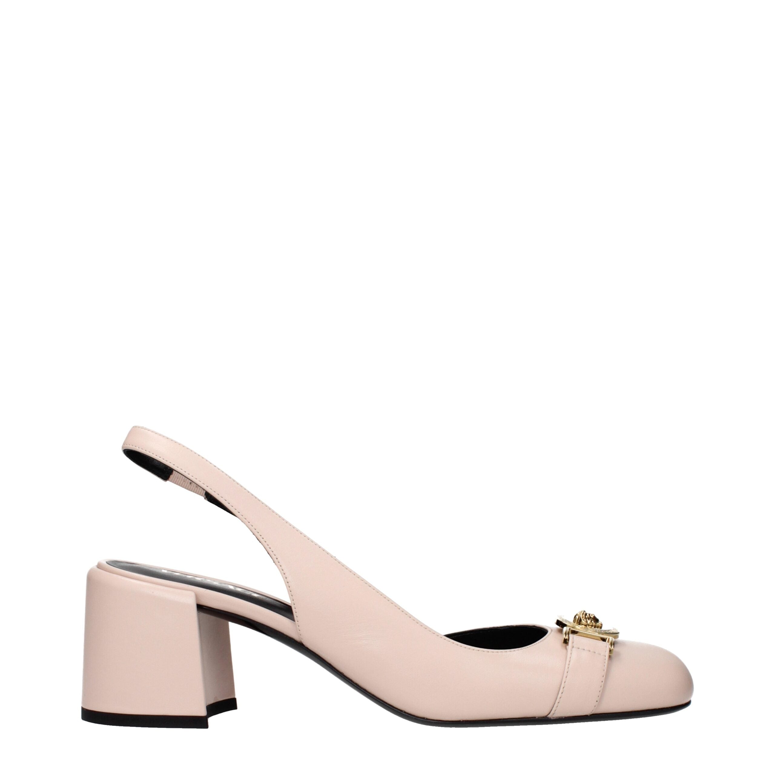 Versace Pink Leather Mid Heel Pumps