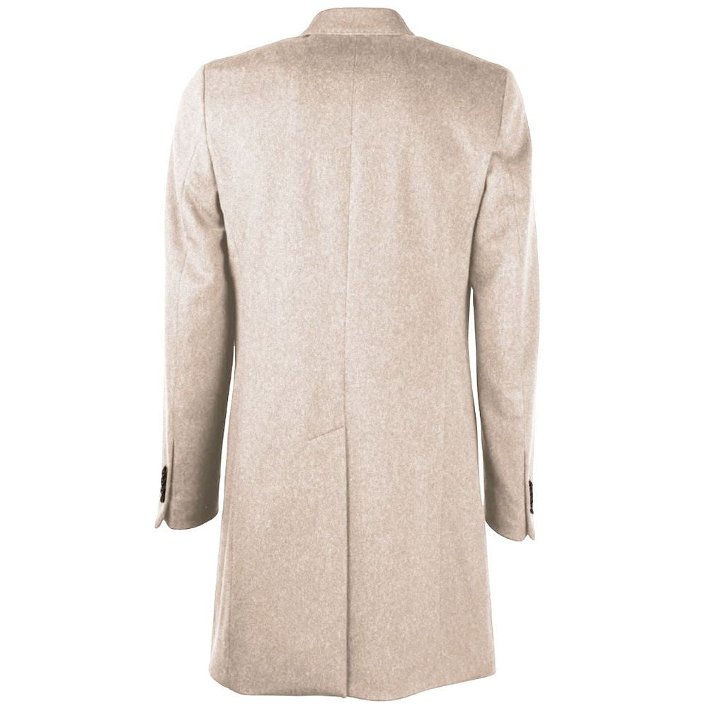 Beigefarbener Wollmantel Made in Italy