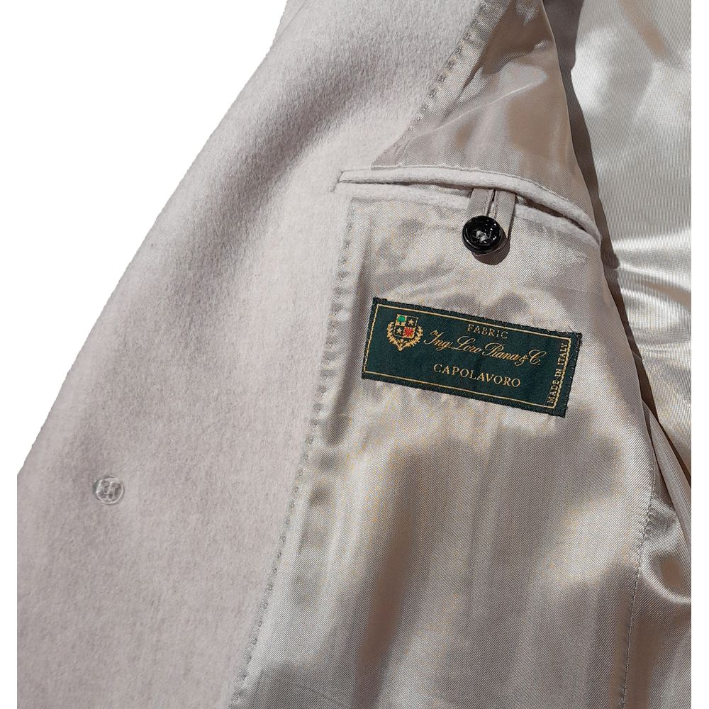 Beigefarbener Wollmantel Made in Italy
