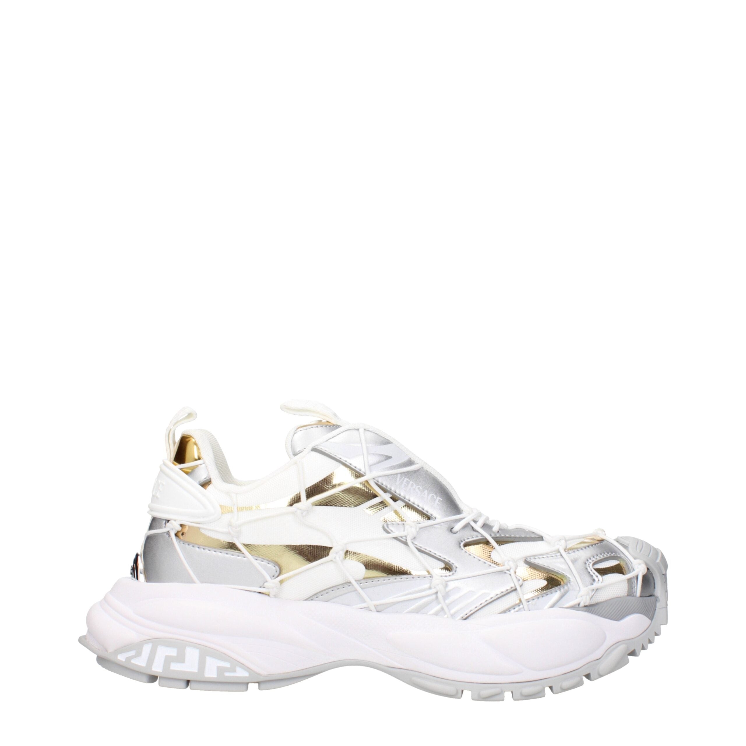 Versace White Fabric Chunky Sneakers