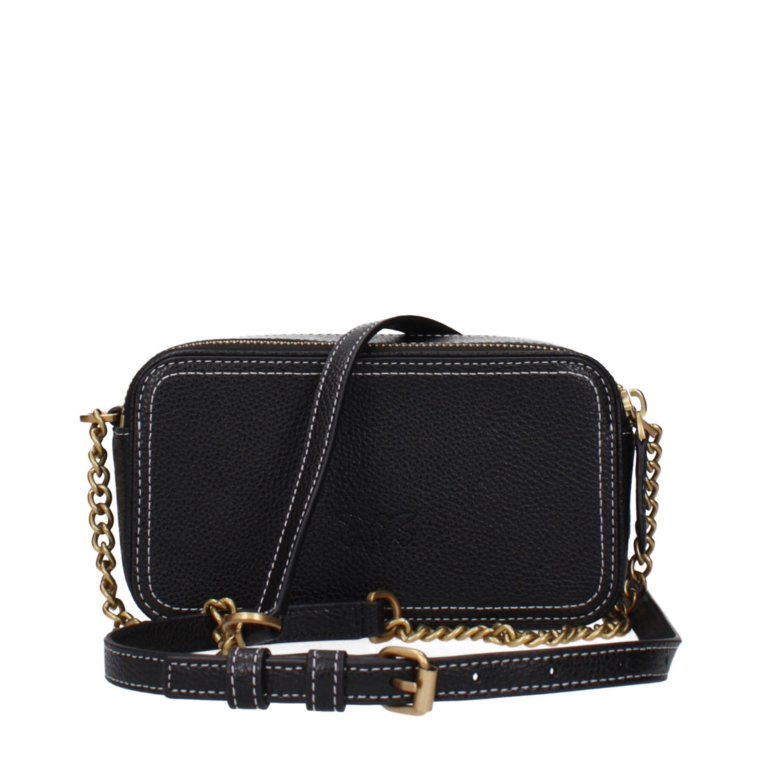 PINKO Black Leather Crossbody Bag
