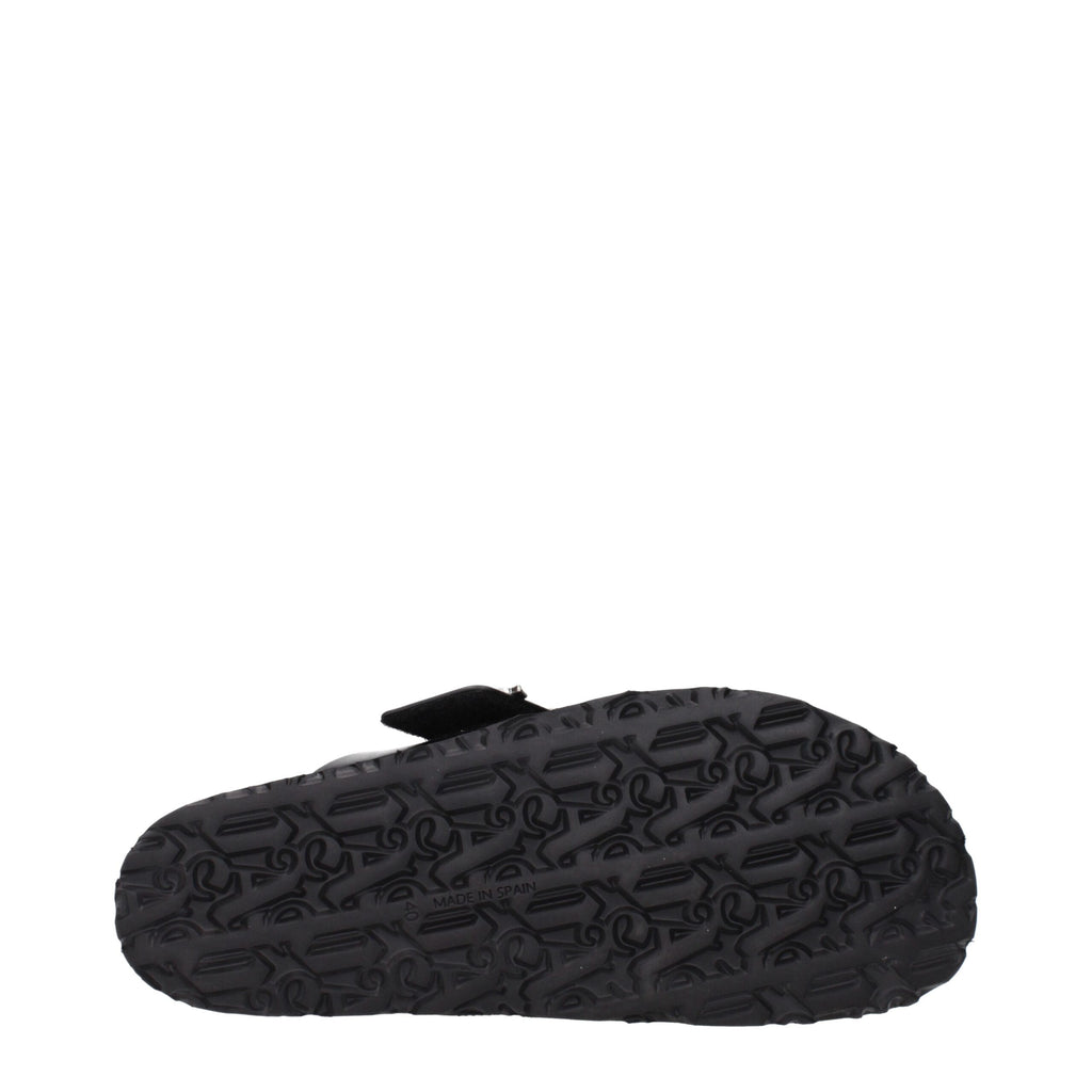 Palm Angels Black Leather Slippers