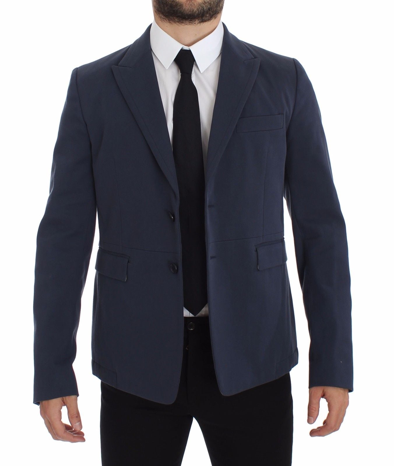 Dolce &amp; Gabbana Elegante blaue Blazerjacke aus Baumwollstretch