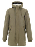 Long Green Fabric Parka Jacket with Large Pockets