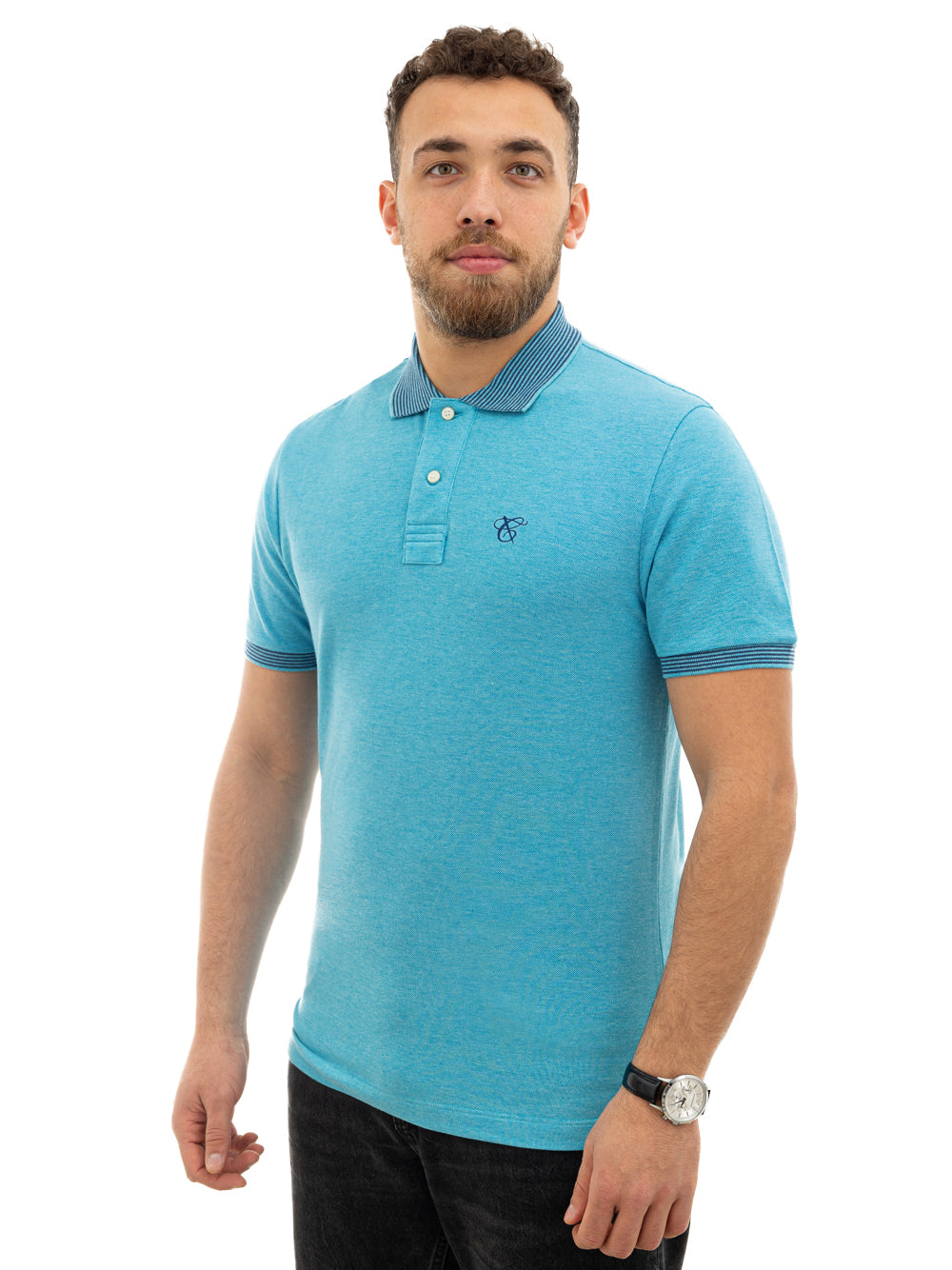 Polo Canali light blue short sleeve
