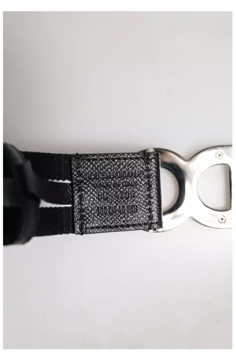 Dolce & Gabbana Black Cotton Metal DG Logo Gold Buckle Belt