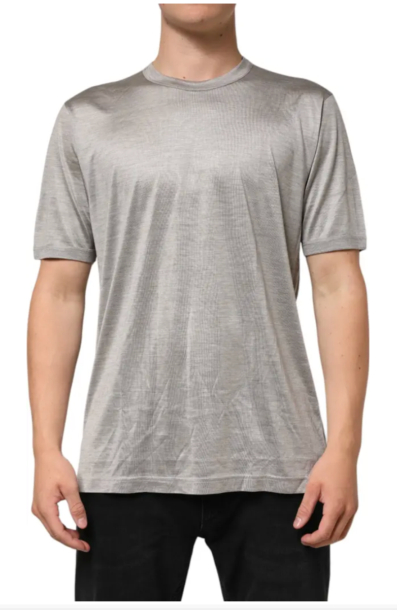 Dolce & Gabbana Beige Hazelnut Silk Shortsleeve Shirt T-shirt – Siebentaschen