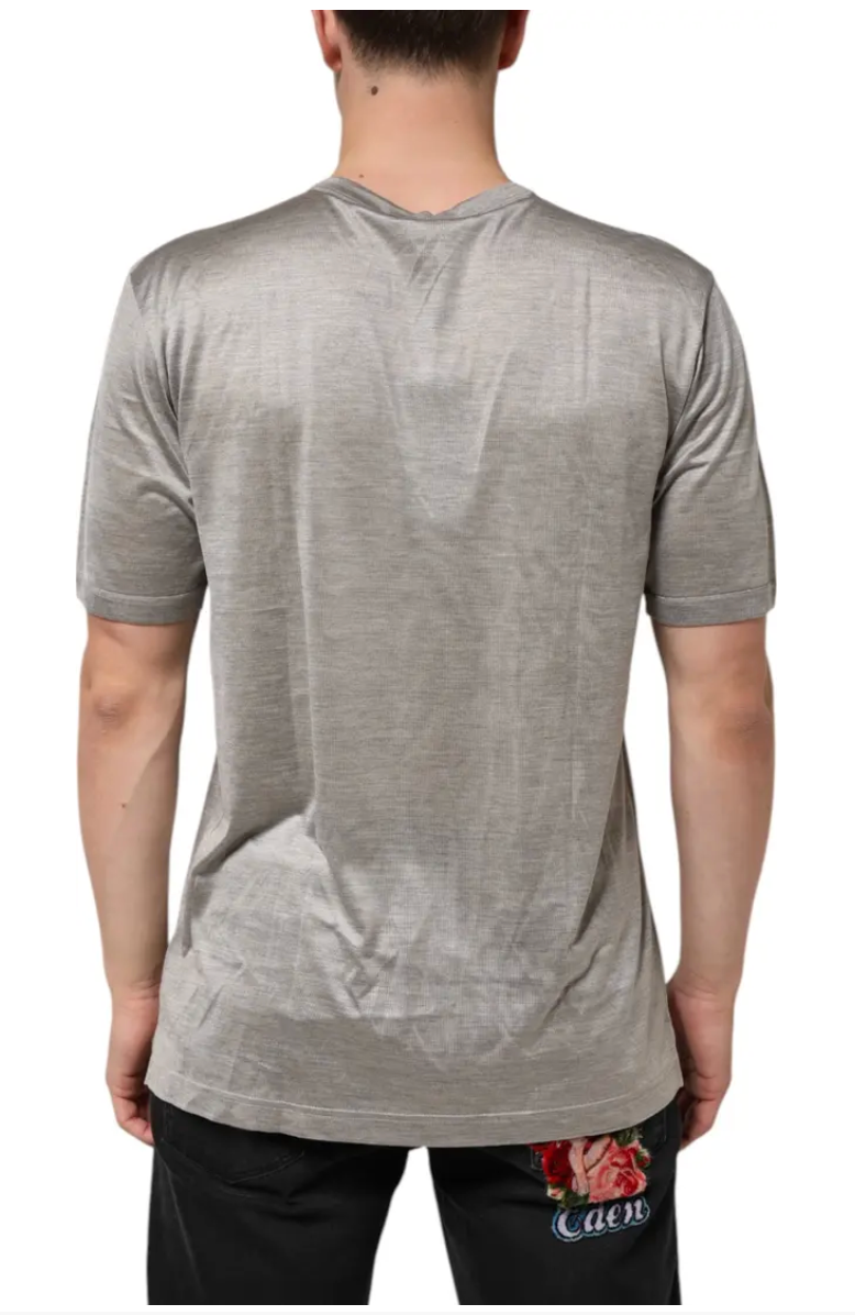 Dolce & Gabbana Beige Hazelnut Silk Shortsleeve Shirt T-shirt – Siebentaschen