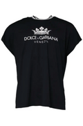 Dolce & Gabbana Dark Blue Logo Crown Cotton Crew Neck T-shirt – Siebentaschen