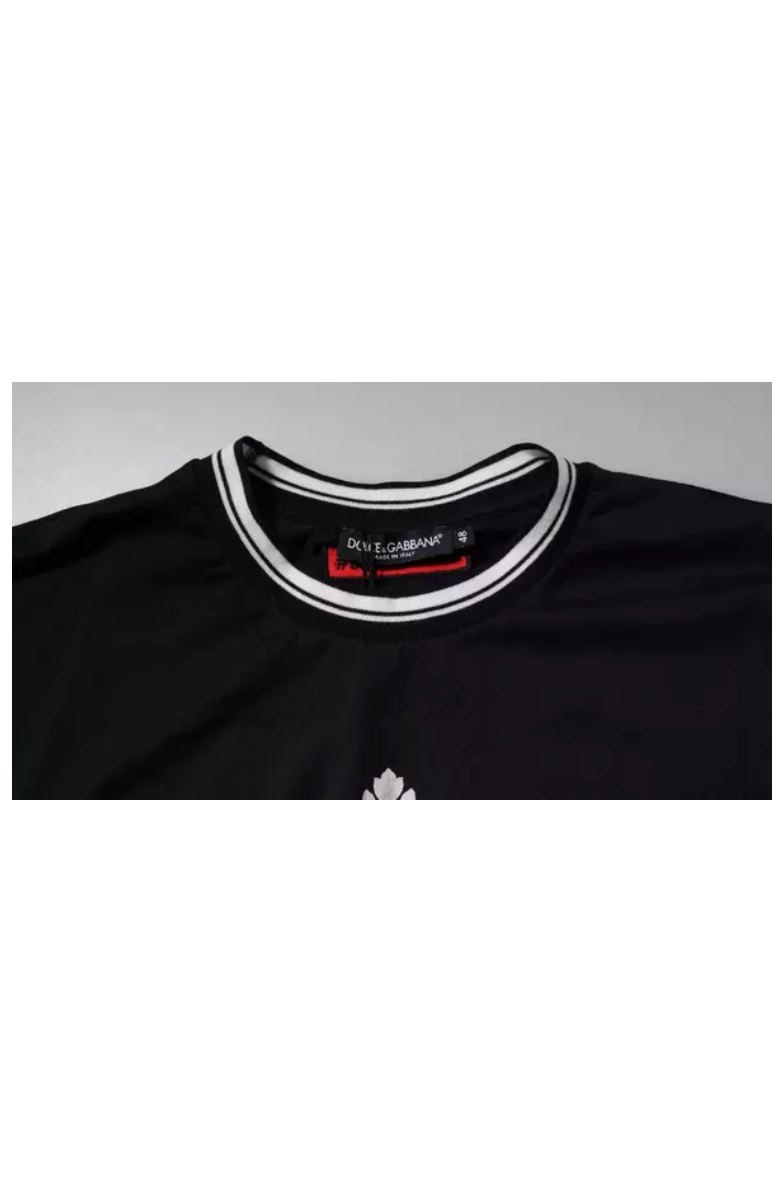 Dolce & Gabbana Dark Blue Logo Crown Cotton Crew Neck T-shirt – Siebentaschen