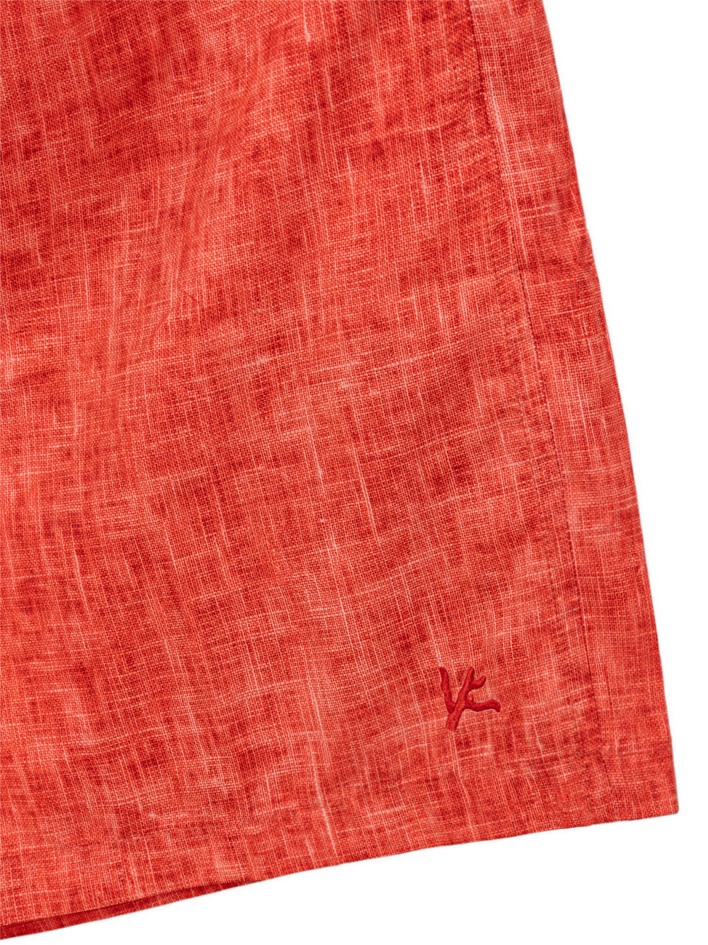 Isaia Men's Coral Print Swim Shorts in Red – Linen Effect – Siebentaschen