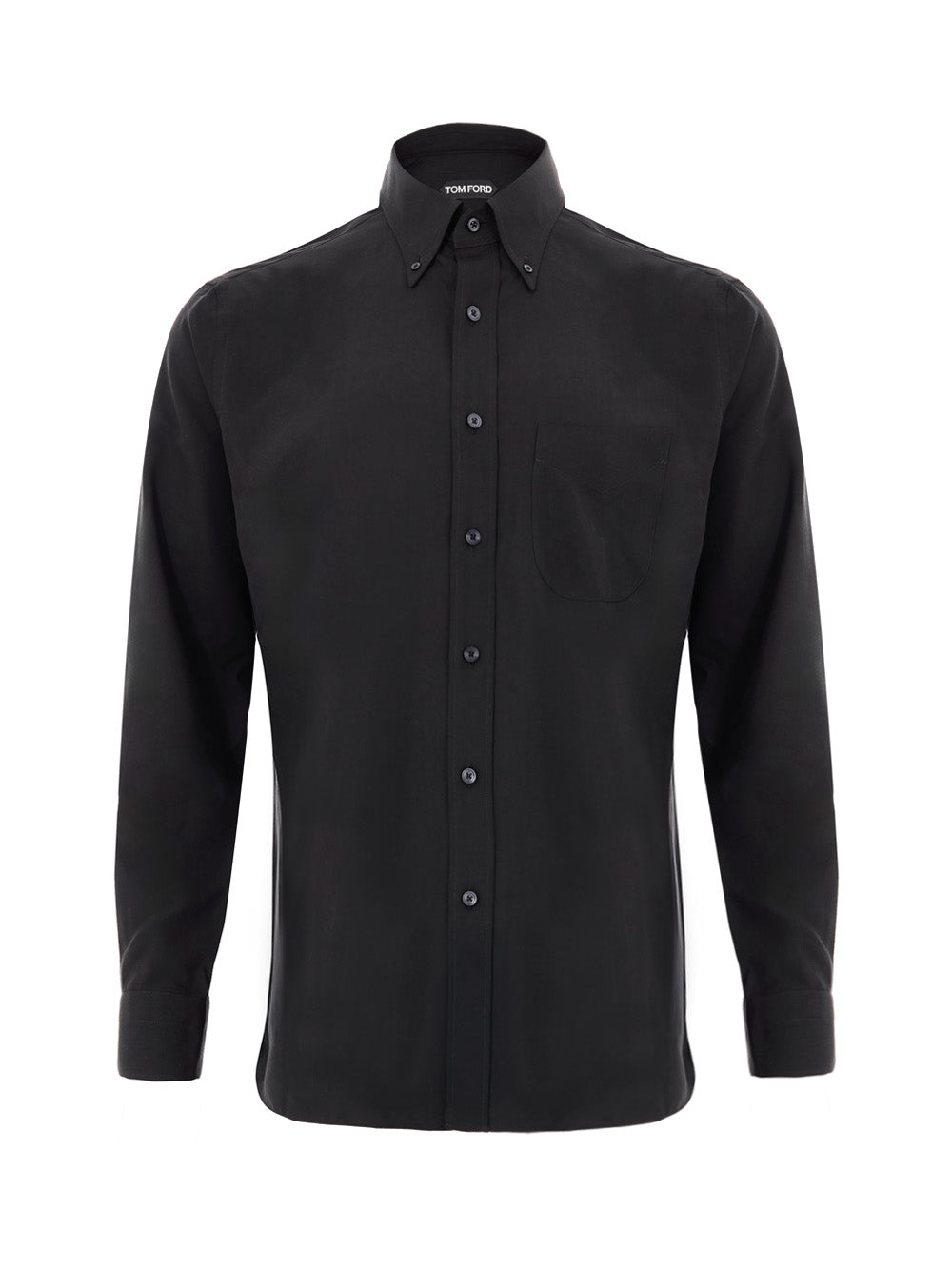 Tom Ford Black Lyocell-Silk Jersey Shirt with Button-Down Collar – Siebentaschen