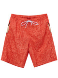 Isaia Men's Coral Print Swim Shorts in Red – Linen Effect – Siebentaschen