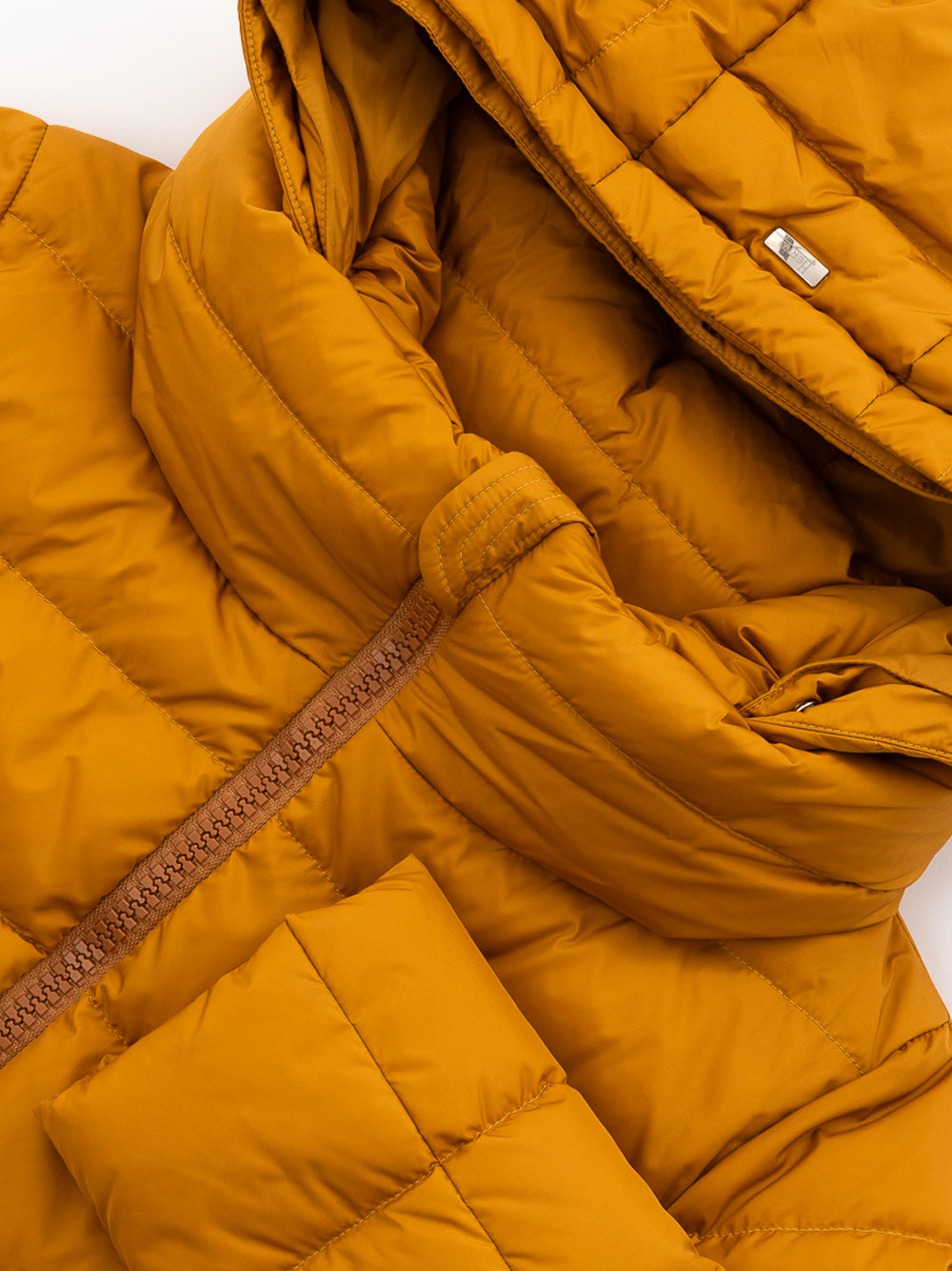 Padded down jacket with hood and removable fur Herno