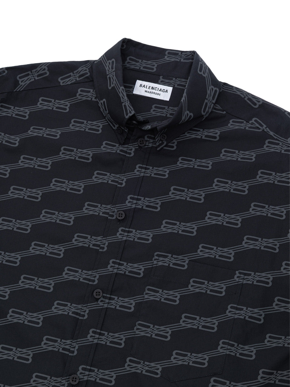 Balenciaga Dark Grey Allover Logo Short-Sleeve Shirt – Siebentaschen