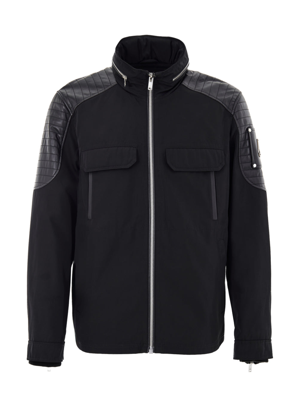 Black Moose Knuckles Technical Fabric Biker Jacket