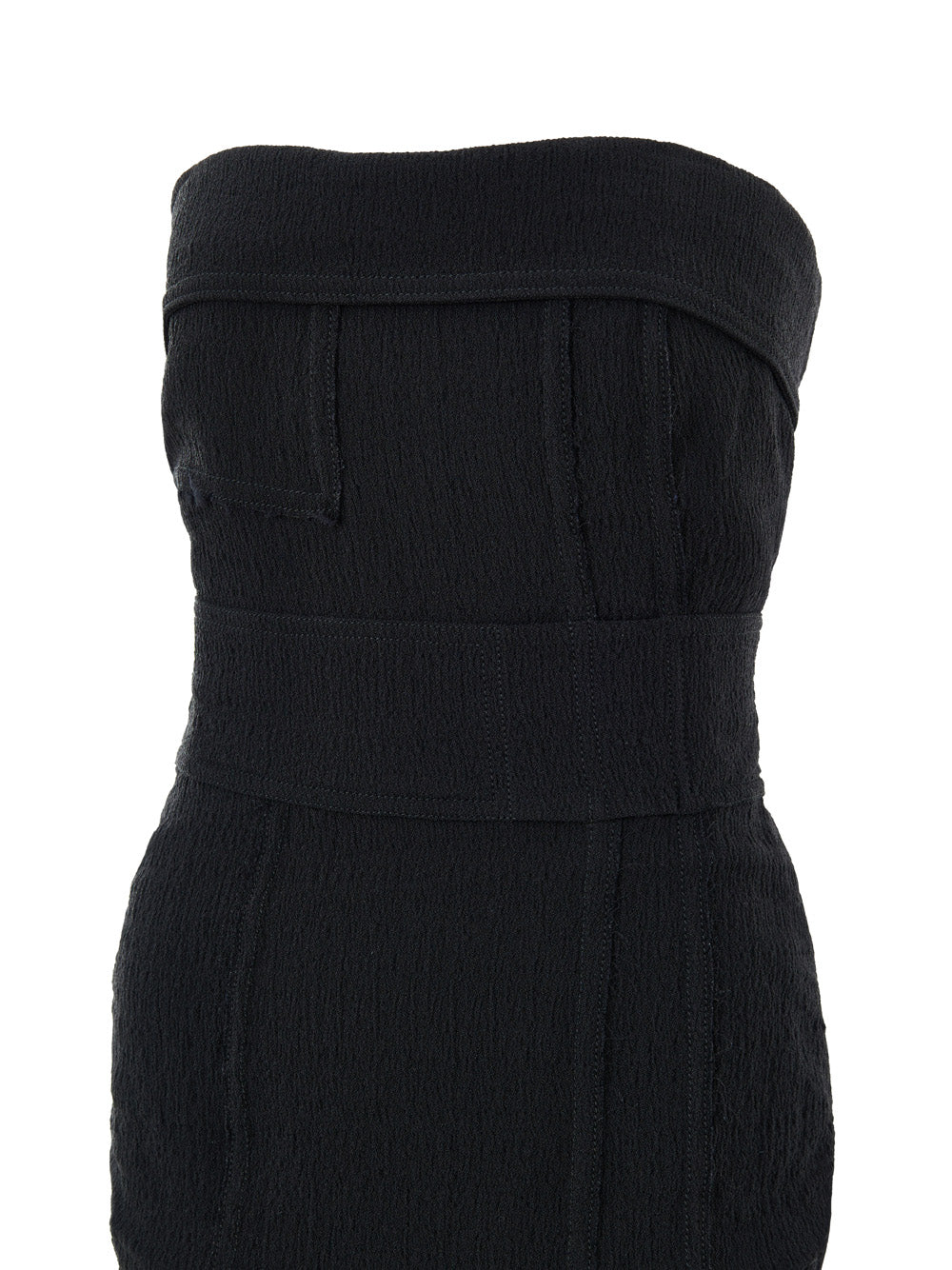 Tom Ford Black Draped Viscose Dress with Bustier Detail