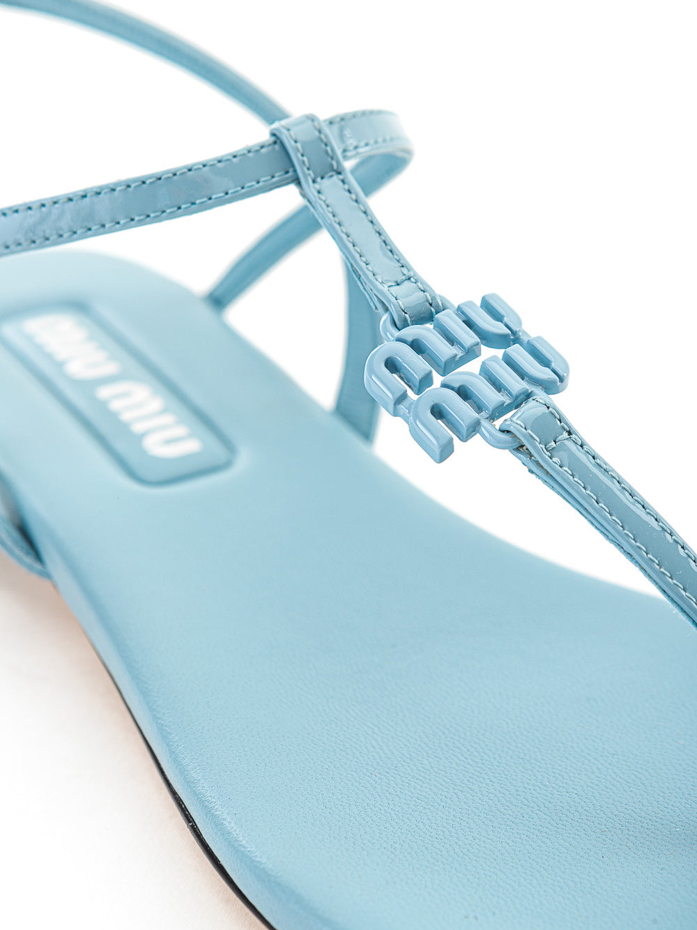 Miu Miu Blue Patent Leather Thong Sandal