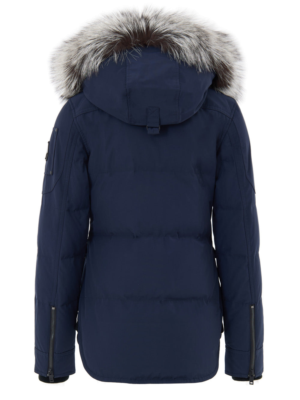 Moose Knuckles Blue Hooded Field Jacket with Fur