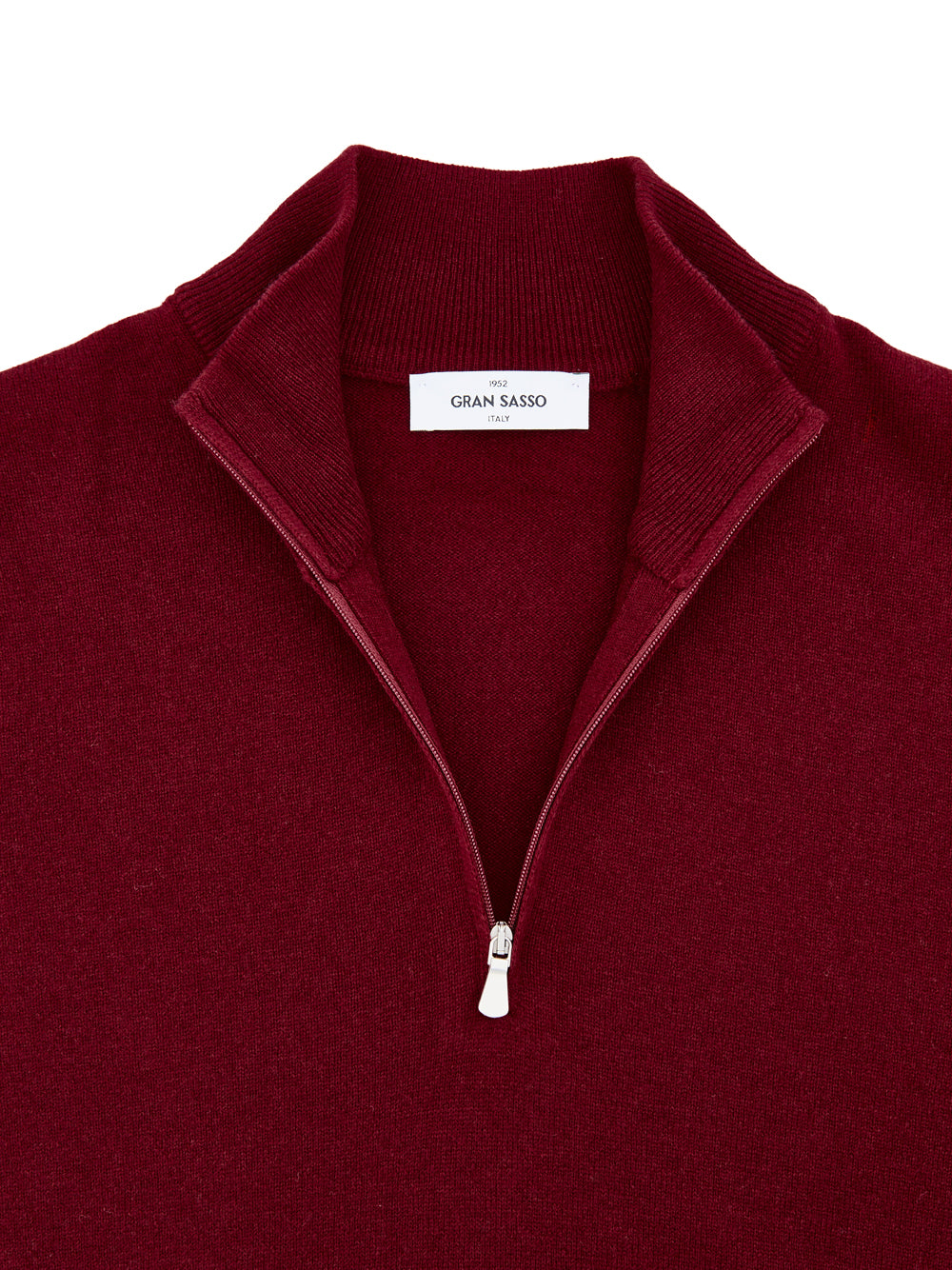 Gran Sasso Dark Red Wool Half-Zip Mock Sweater