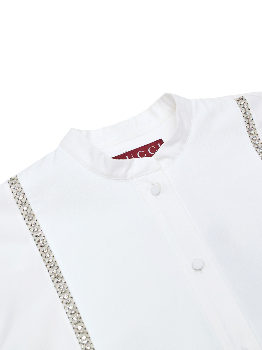 Gucci White Cotton Poplin Blouse with Crystal Embellishments – Siebentaschen