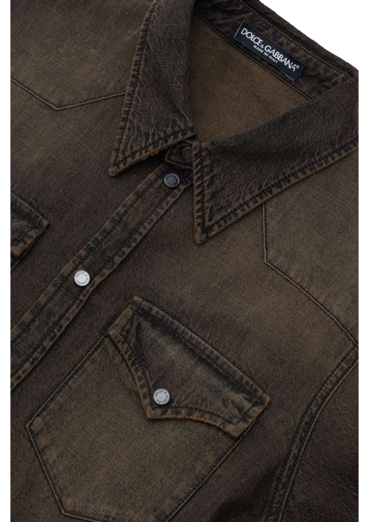 Dolce & Gabbana DÃ©lavÃ© Brown Denim Shirt