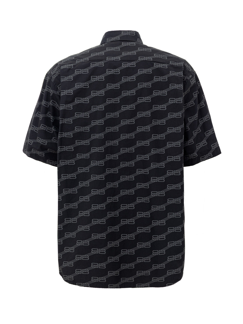 Balenciaga Dark Grey Allover Logo Short-Sleeve Shirt – Siebentaschen