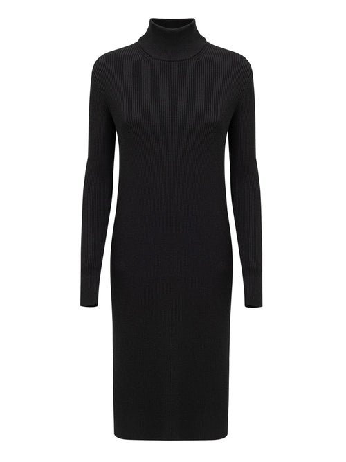 Bottega Veneta Black Ribbed Wool Stretch Maxi Dress – Siebentaschen