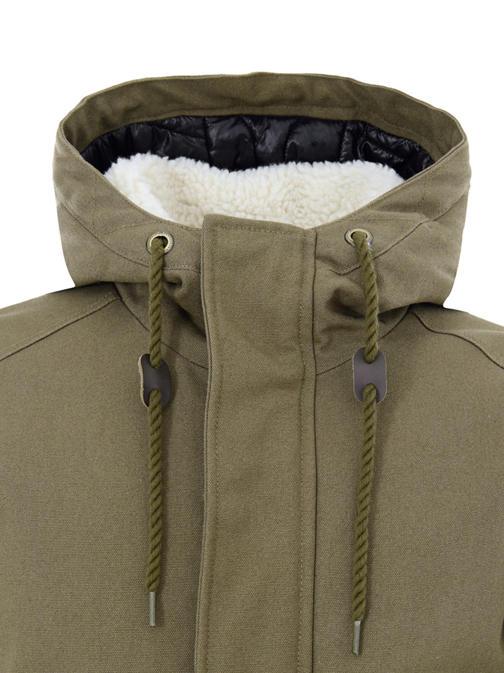 Long Green Fabric Parka Jacket with Large Pockets