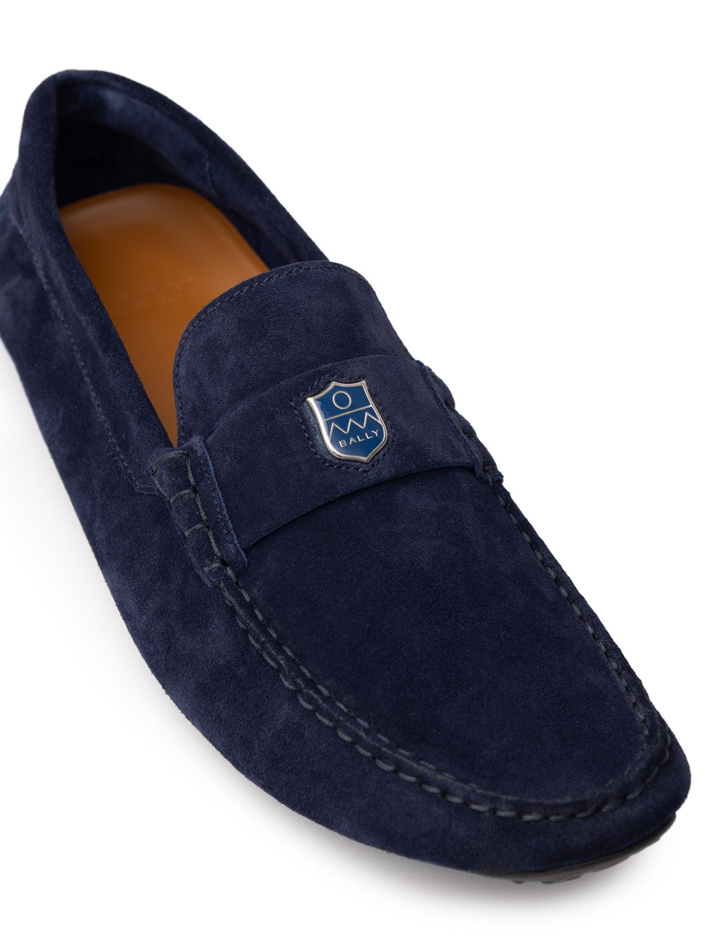Bally Men's Blue Suede Loafers with Metal Logo Badge – Siebentaschen