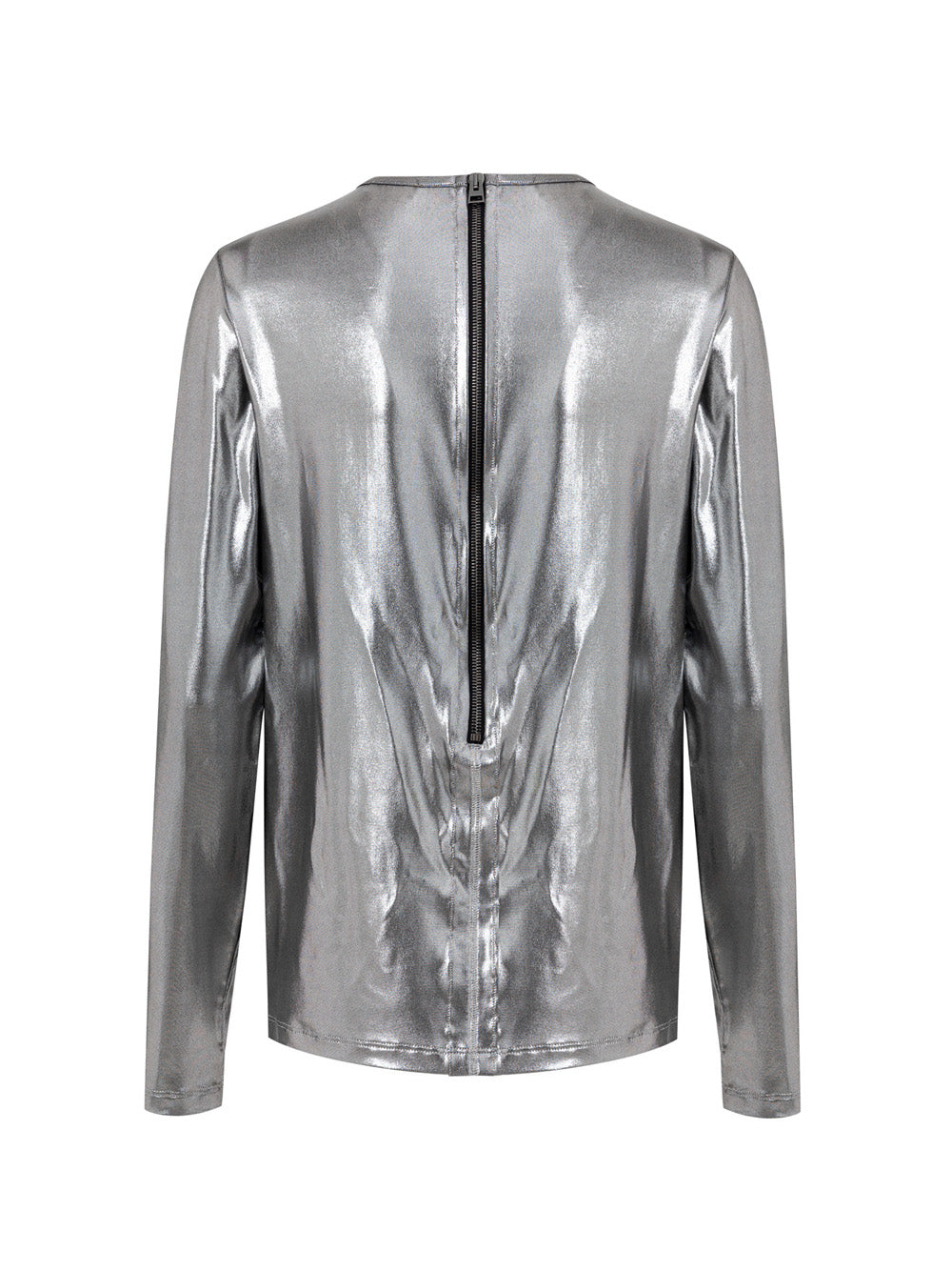 Tom Ford Silver Metallic Long-Sleeve Top – Siebentaschen