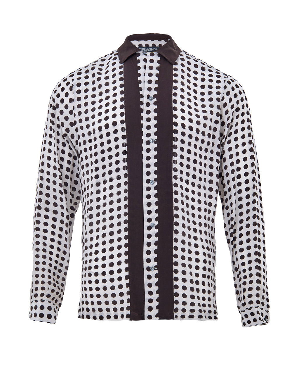 Dolce & Gabbana Black/White Polka Dot Silk Shirt
