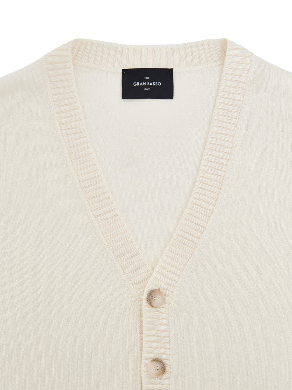 Gran Sasso White Worsted Wool Cardigan Sweater