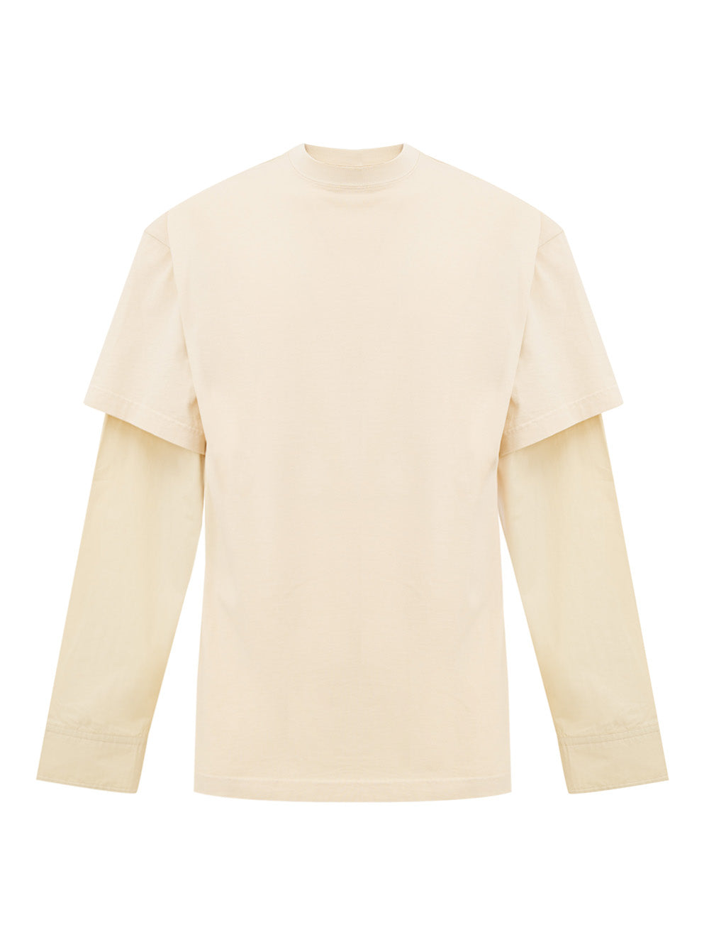 Balenciaga Cream Oversized Layered T-Shirt with Logo Embroidery Beige – Siebentaschen