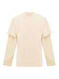 Balenciaga Cream Oversized Layered T-Shirt with Logo Embroidery Beige – Siebentaschen
