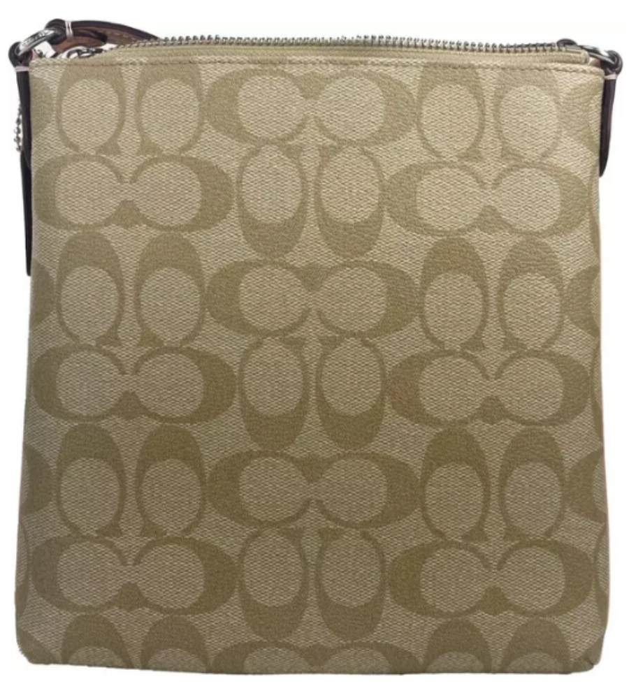 COACH Rowan Mini Crossgrain Leder-Umhängetasche Helles Khaki Faded Blush CS182