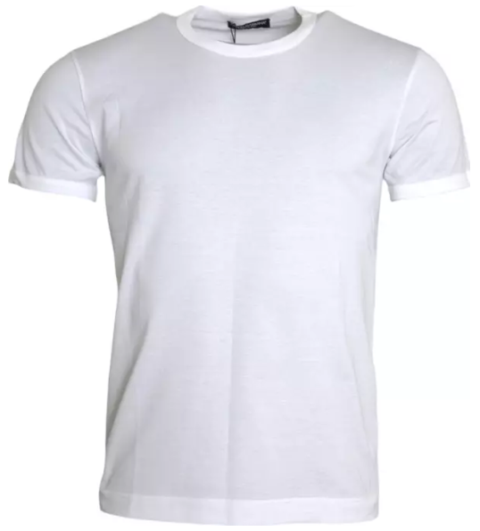 Dolce &amp; Gabbana Weißes Kurzarm-T-Shirt aus Baumwolle mit Rundhalsausschnitt