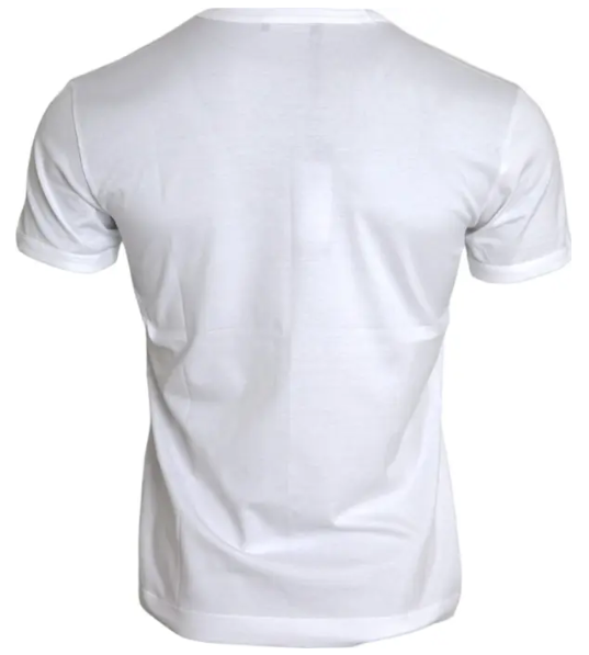 Dolce &amp; Gabbana Weißes Kurzarm-T-Shirt aus Baumwolle mit Rundhalsausschnitt