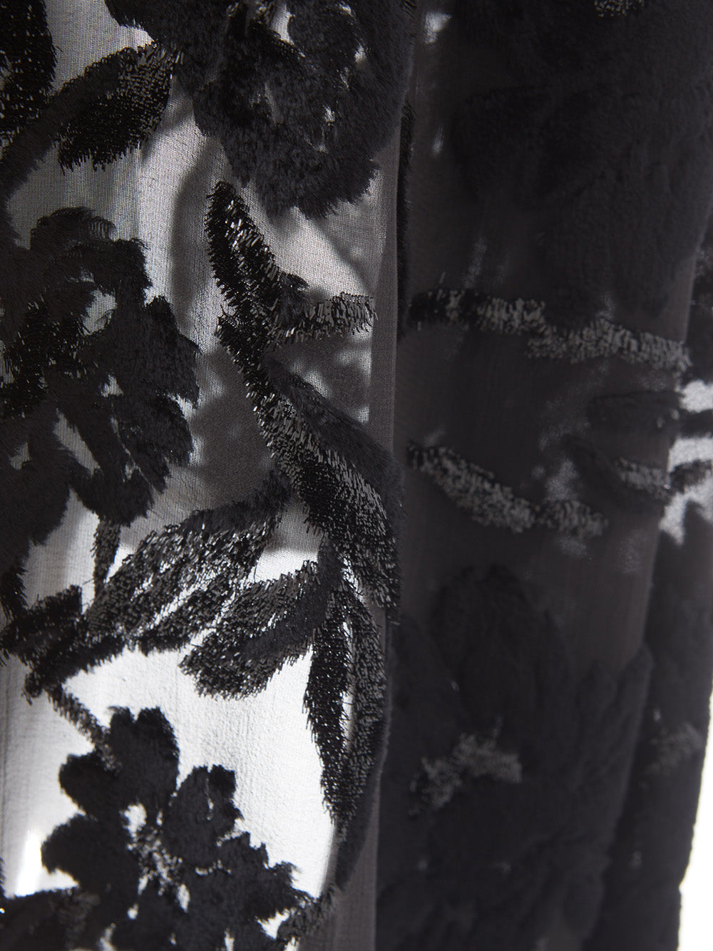 Tulle Long Dress with Velvet Flower Print